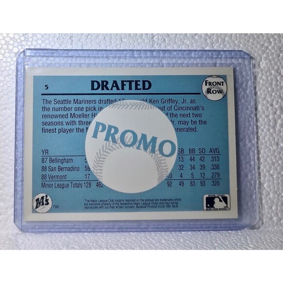Ken Griffey Jr. 1991 Front Row MLB #5 Promo Baseball Card Seattle Mariners - Picture 2 of 2
